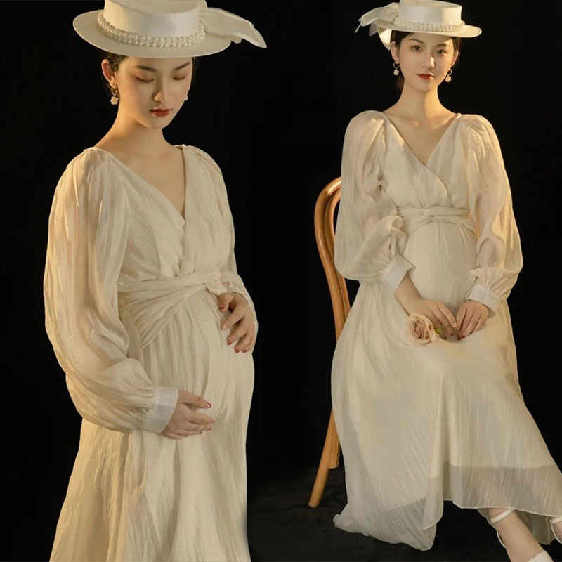 新款孕妇照服装主题复古油画风影楼孕妇连衣裙大肚妈咪艺术摄影照