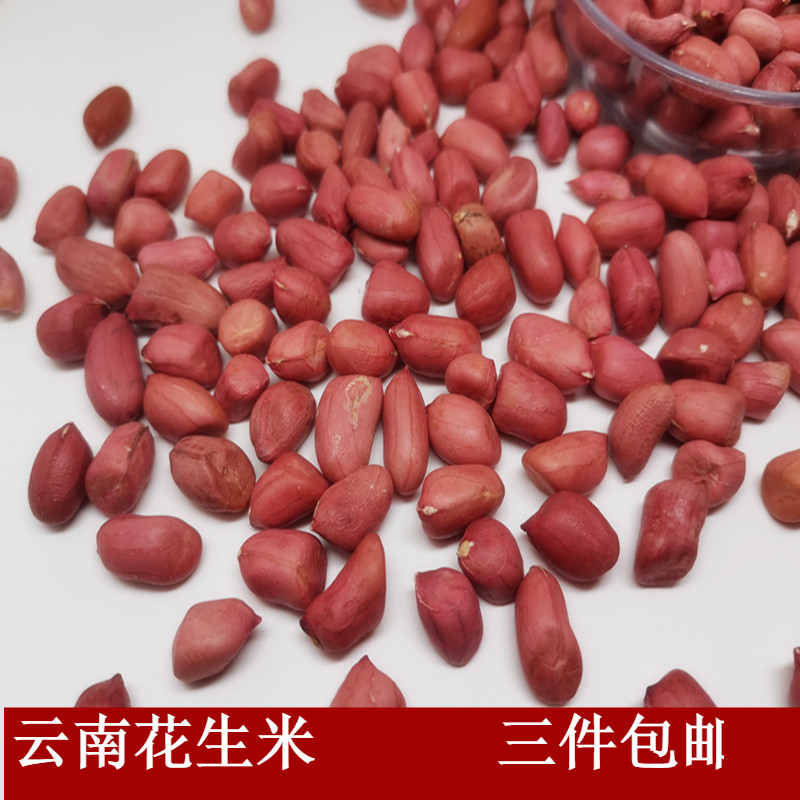 云南红皮花生米新货农家红粒生的生花生 花生米500g/件 3件包邮