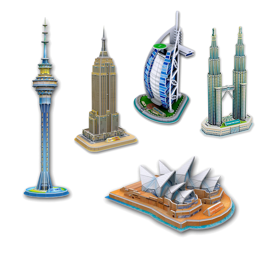 著名建筑立体拼图帆船酒店双子塔帝国大厦拼装模型3D纸模益智手工