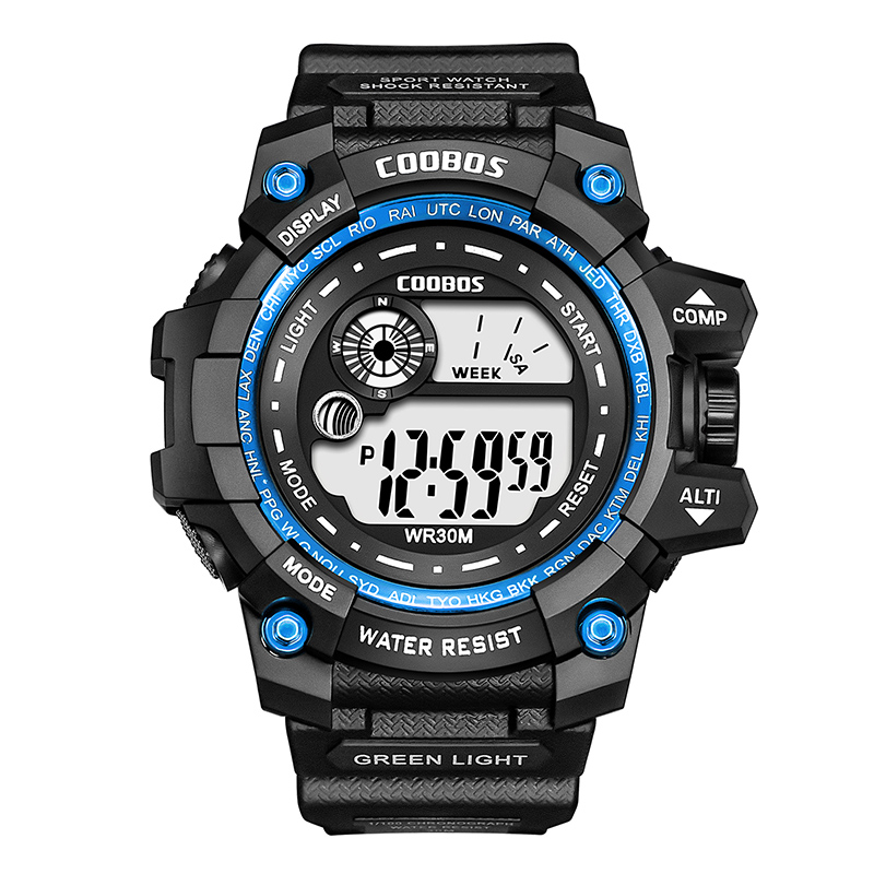 新品COOBOS New Men LED Digital Watches Luminous Fashion Spor