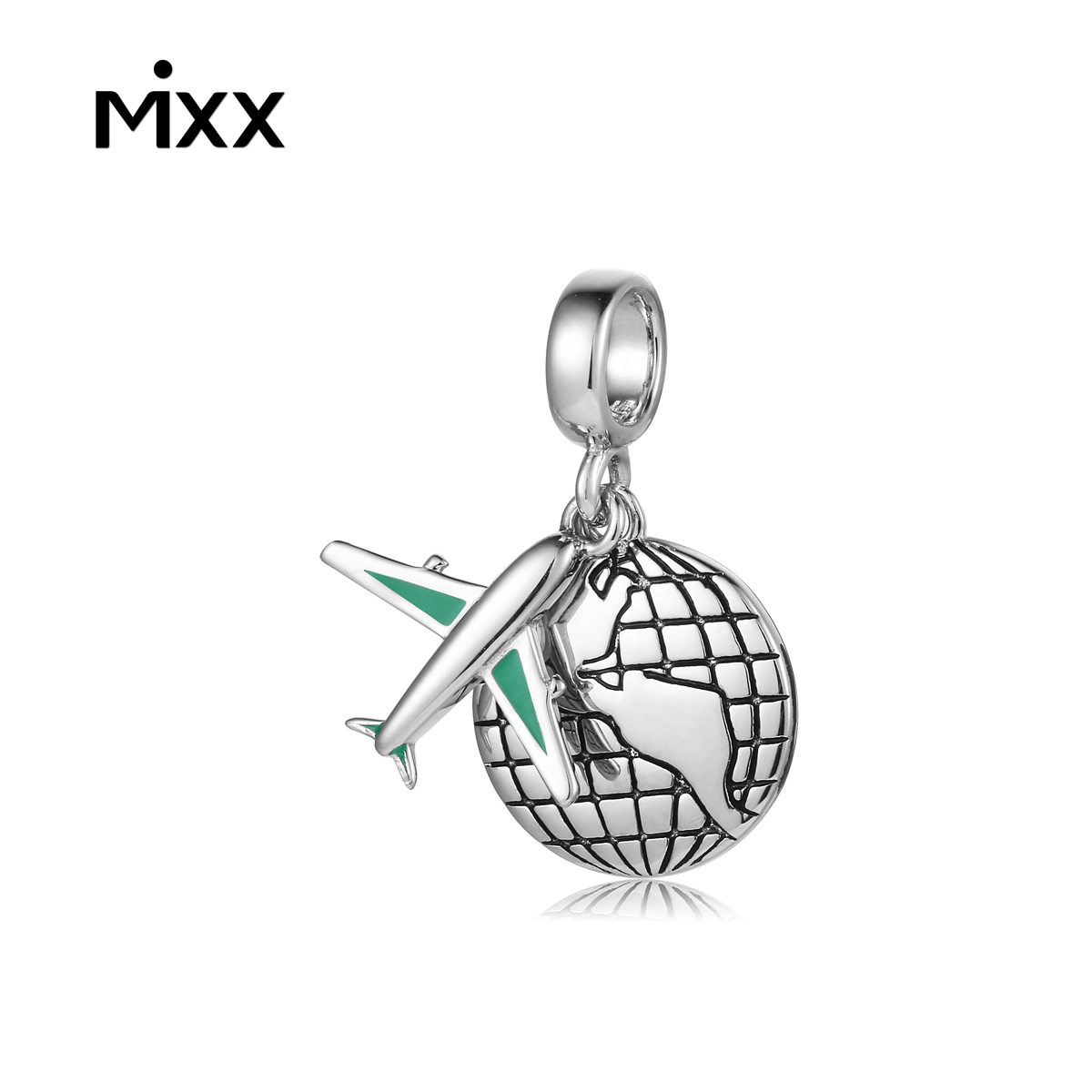 mixx925银多姿多彩-环游世界旅行梦飞机地球仪时尚吊坠
