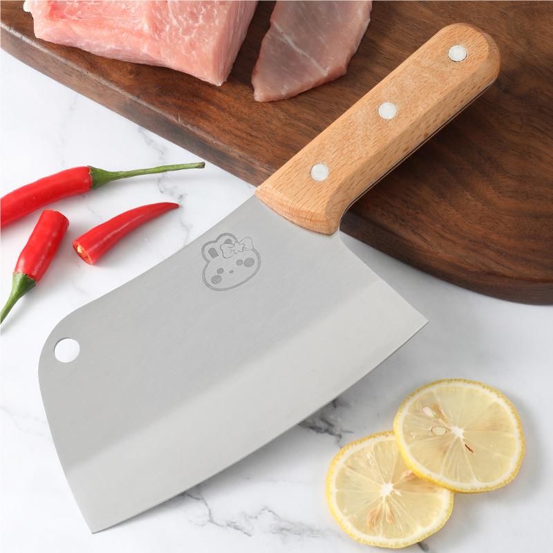 不锈钢木柄小菜刀厨房家用切菜刀宝宝辅食切水果刀工具可爱切片刀