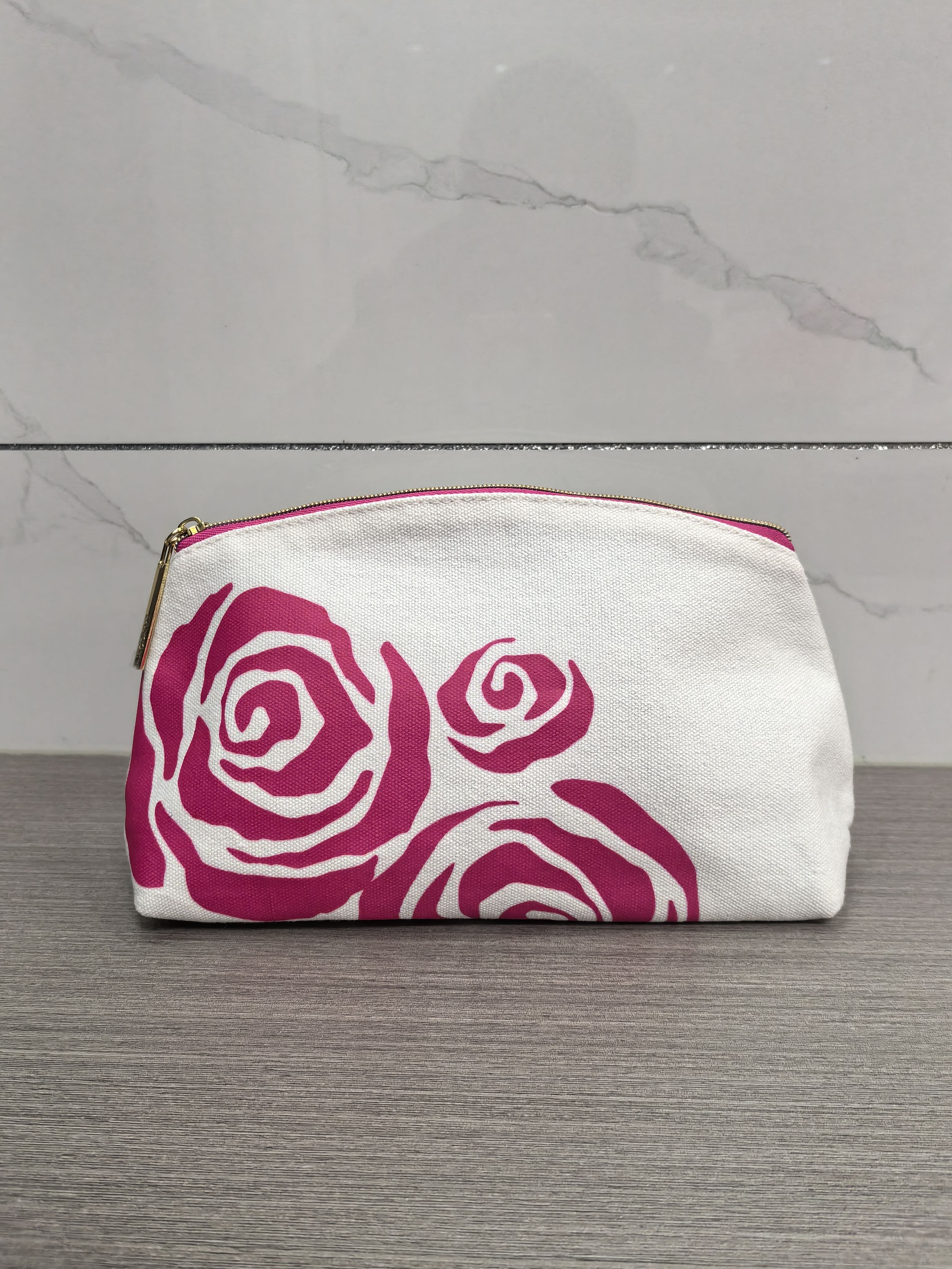 新款兰蔻赠品红玫瑰化妆包印花品大容量便携手拿包洗漱收纳