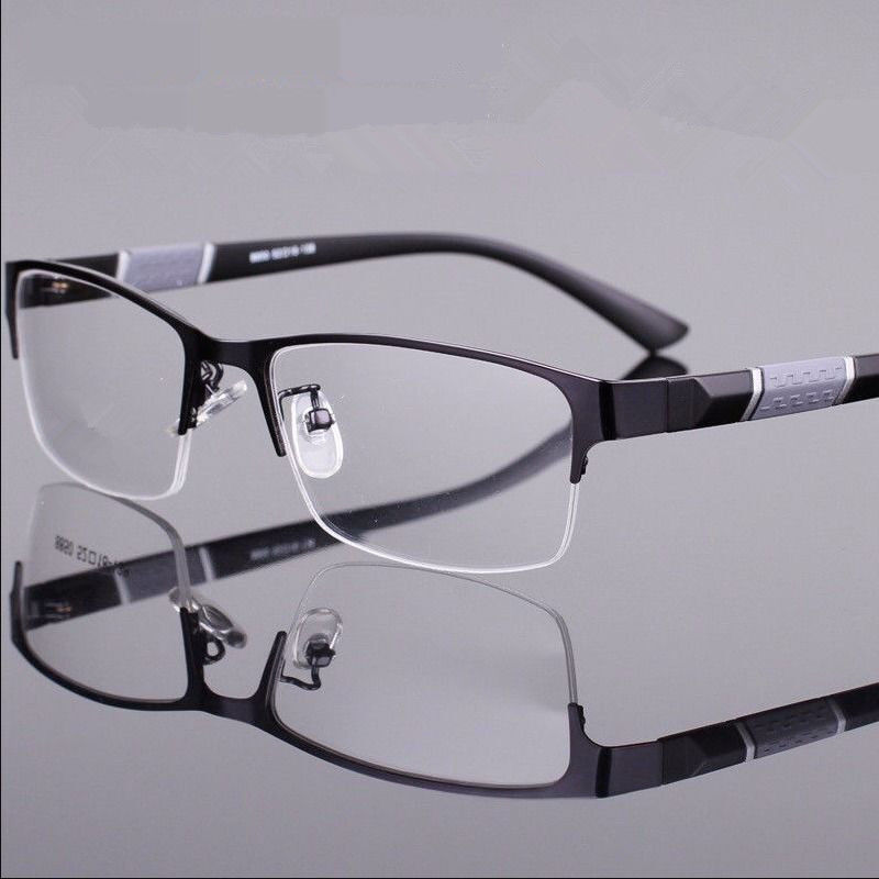 德国近视眼镜可配度数男士眼睛超轻半方框商务成品近视镜有度数