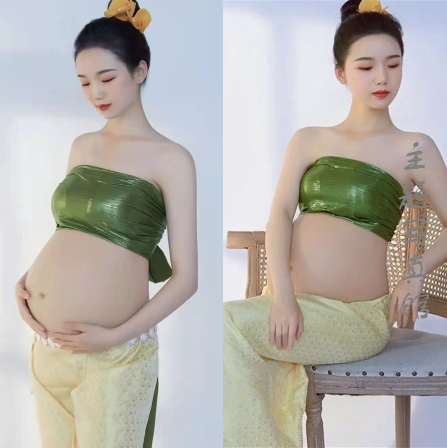新款孕妇照服装明星同款傣族唯美抹胸影楼孕妈小清新摄影拍照衣服