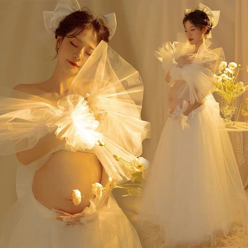 影楼孕妇写真服装新款孕妈主题婚纱摄影服仙气少女艺术拍照裙子