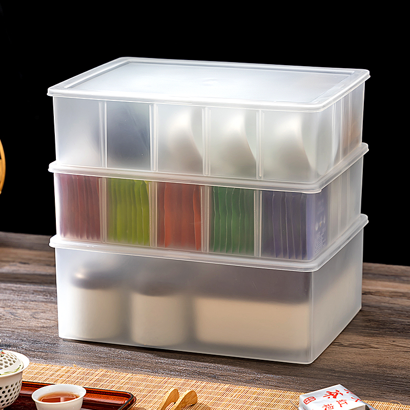 透明分格盒茶具收纳盒防尘桌面装放茶叶置物架茶包功夫茶杯整理箱