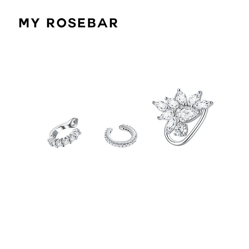 My Rosebar原创设计Anya小巧法式简约气质锆石三件套耳夹耳骨夹