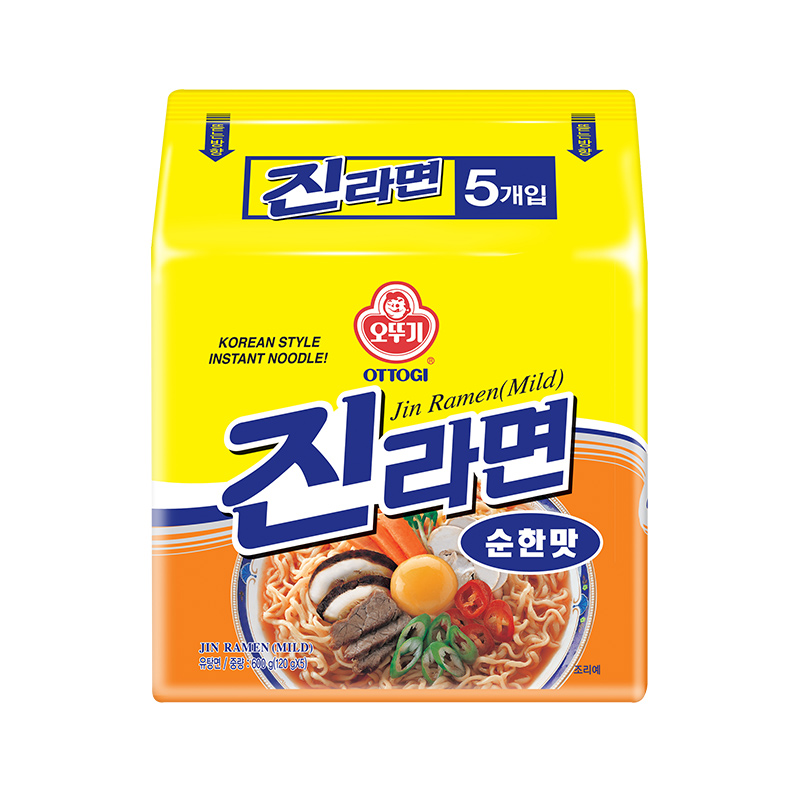 韩国进口不倒翁辣味金拉面原味5袋 韩式方便面汤面真拉面速食泡面