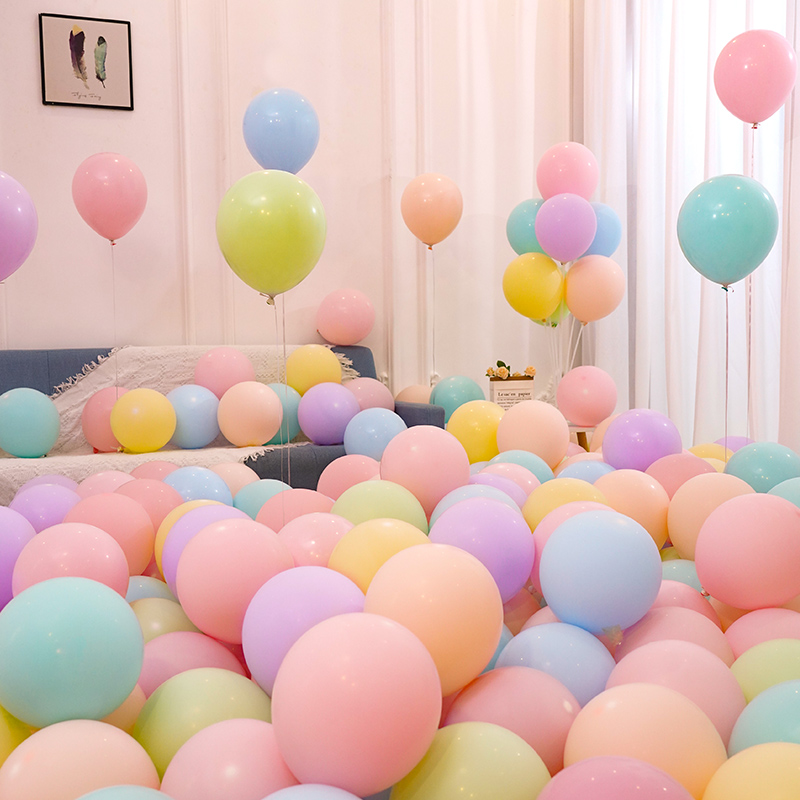 马卡龙气球无毒儿童生日汽球批发装饰场景布置粉色多款彩色系加厚