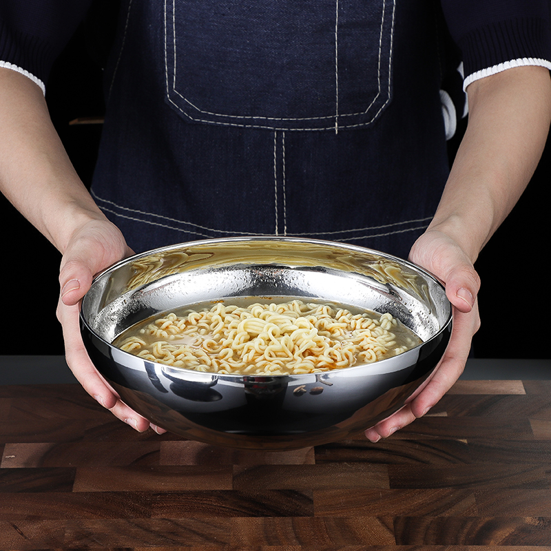 韩国不锈钢冷面碗超大碗家用吃面碗双层隔热碗防烫碗拌饭碗大号