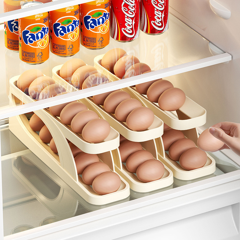滑梯式鸡蛋盒鸡蛋架自动滚蛋器厨房台面防摔鸡蛋