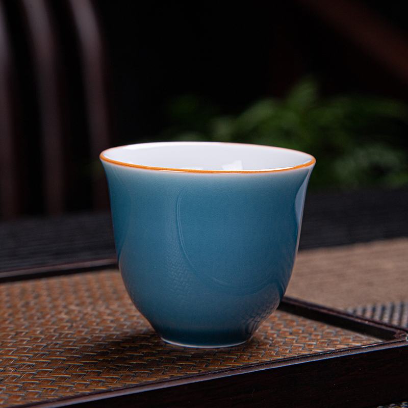 青瓷茶杯单杯中式品茗杯斗笠杯家用陶瓷杯子茶盏功夫茶具个人杯