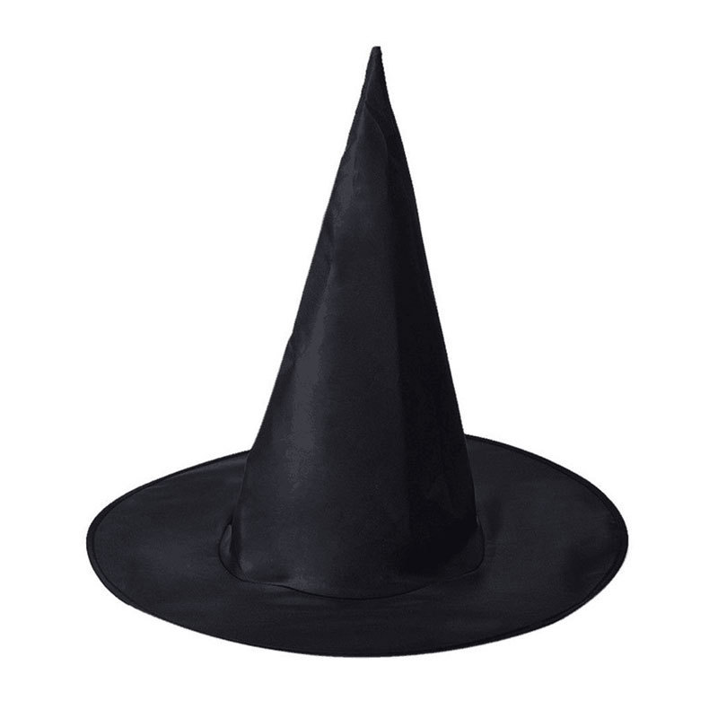 黑色牛津布尖顶哈li魔法帽子万圣节巫婆帽全黑巫师帽cos道具