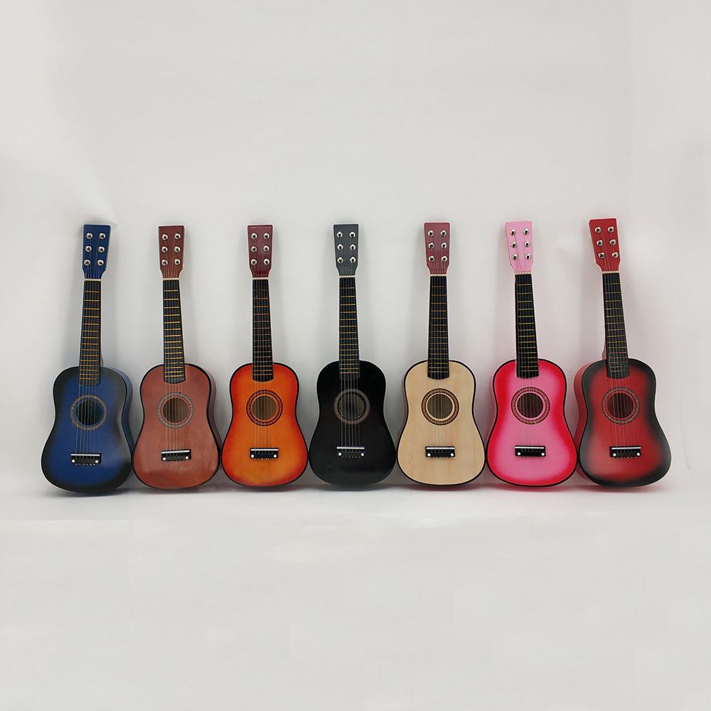跨境吉他23寸小吉他六弦七色木质小吉他儿童玩具吉他初学 者乐器