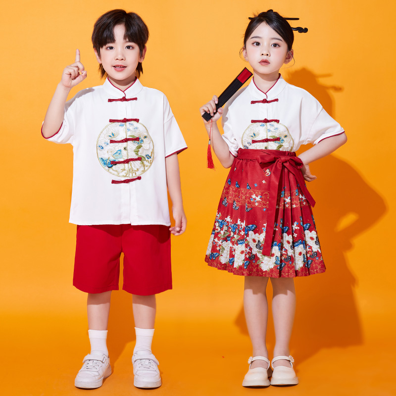 六一儿童表演服装中国风马面裙演出服小学生合唱服幼儿园毕业服装