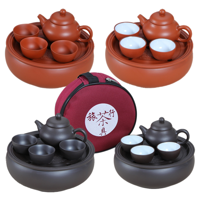 紫砂功夫茶壶包套装旅行便携茶具车载旅游茶具整套泡茶陶瓷小茶具