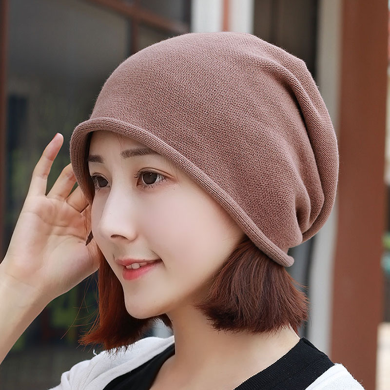 男女通用韩版棉线卷边针织毛线帽头巾包头光头孕妇帽四季护耳帽