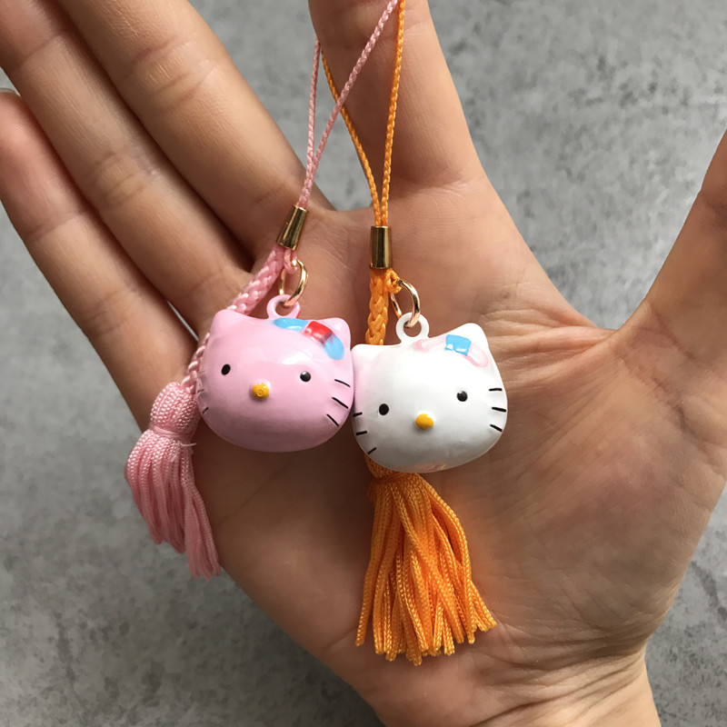 日本新款粉色白色Hello Kitty流苏大号铃铛挂饰 卡通DIY 枫华精品