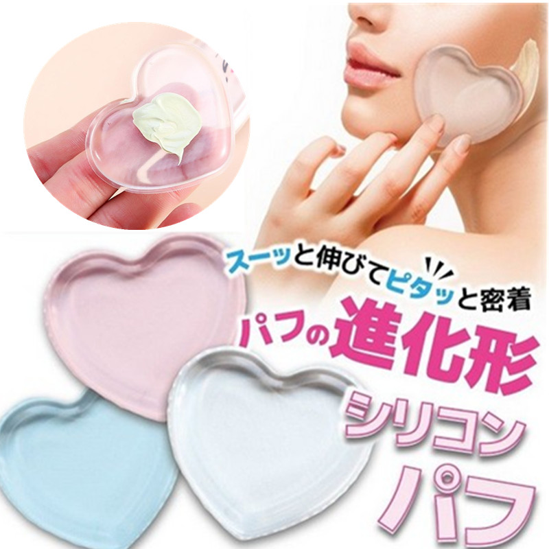 日本代购透明干湿两用不吃粉气垫bb散粉化妆定妆硅胶粉扑化妆工具